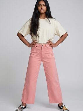easel High-Rise Wide-Leg Jeans in Dusty Pink